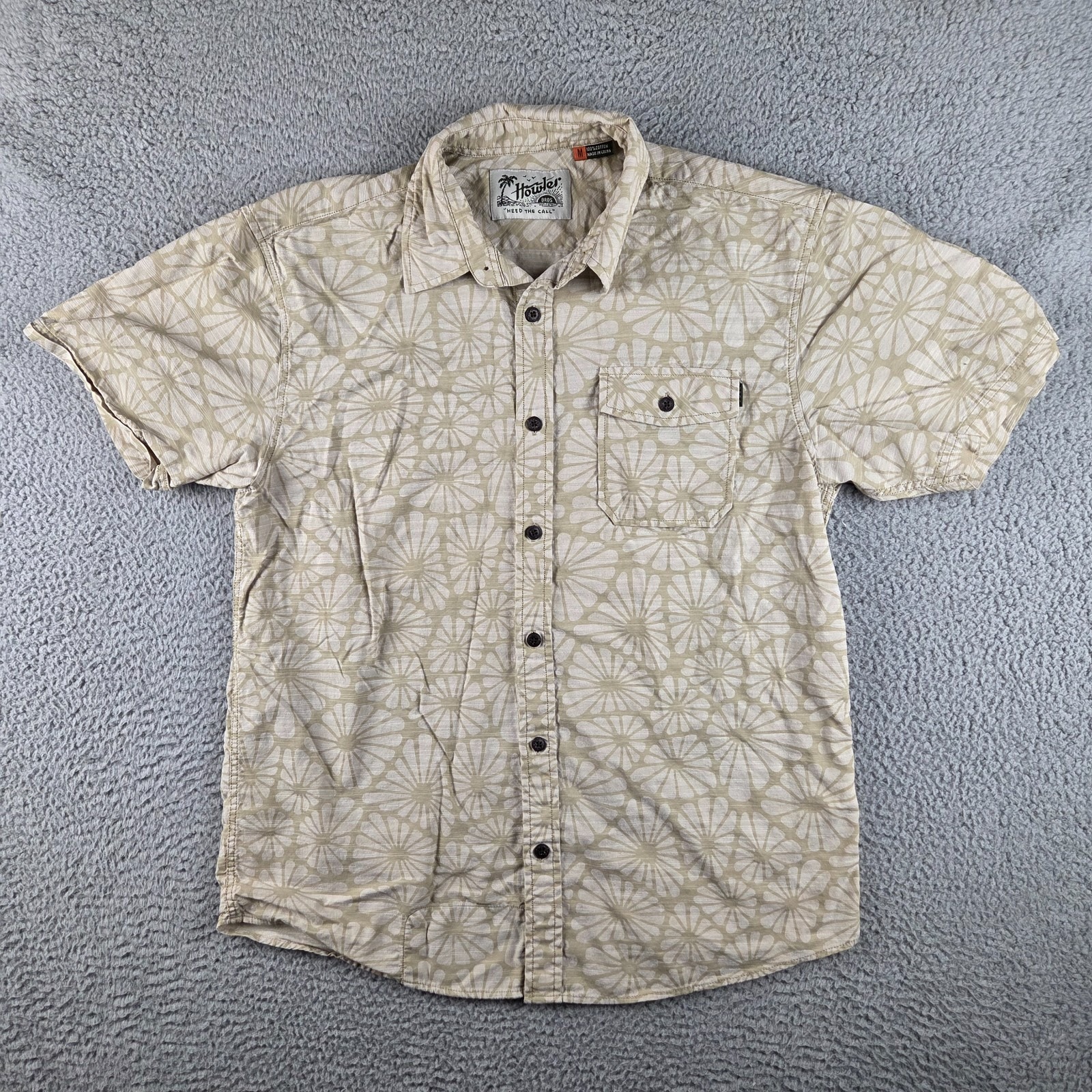 Howler Brothers Shirt Mens Medium Brown Floral Button Down Cotton